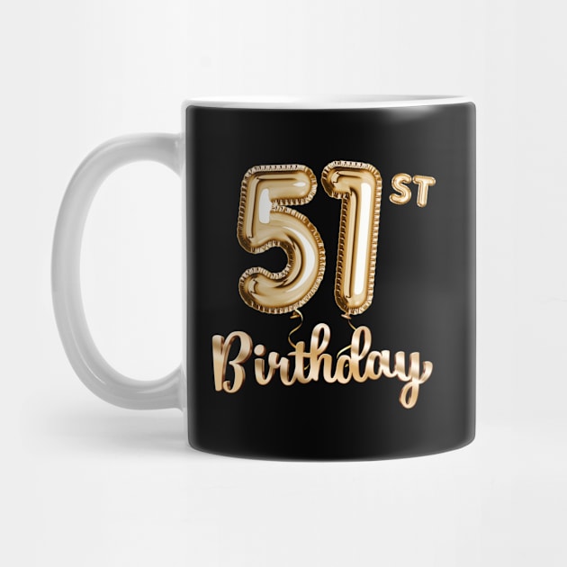 51st Birthday Gifts - Party Balloons Gold by BetterManufaktur